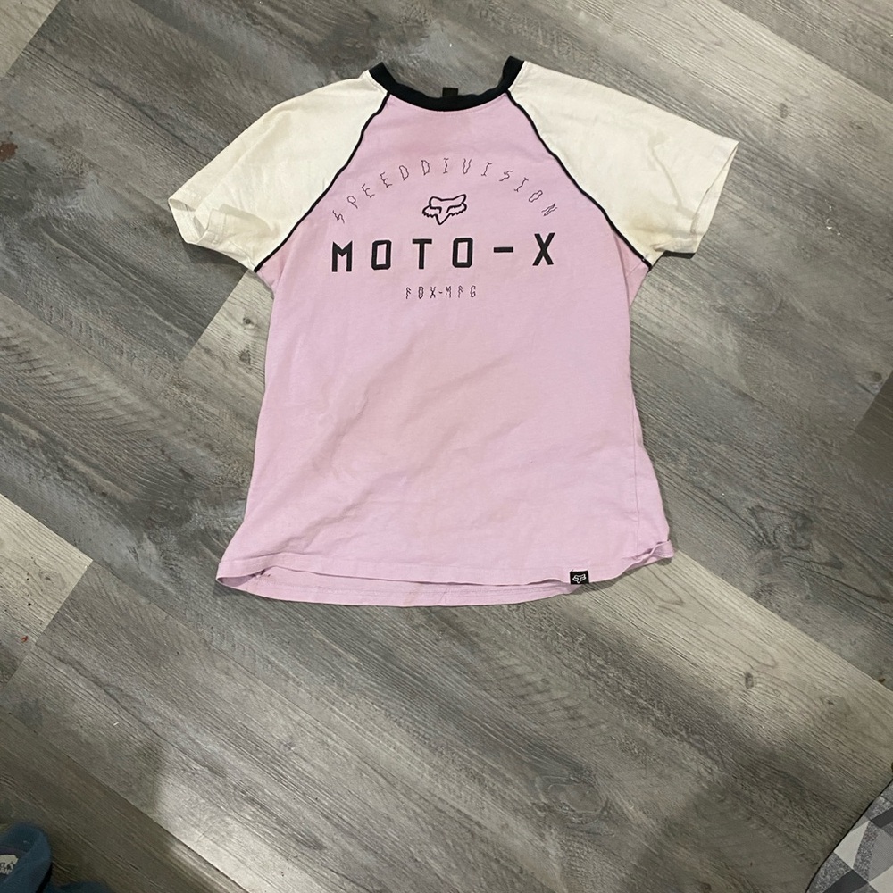 Fox Moto-X Kids Raglan Shirt - Pink and Cream